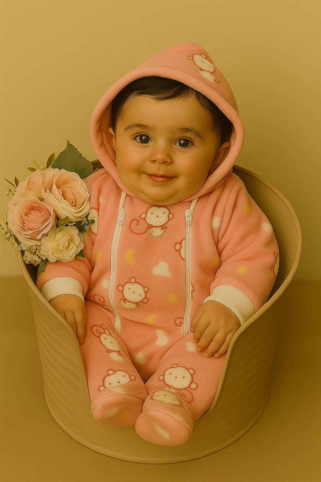 Baby Fur Romper – Ultra Soft & Warm Winter Wear (0–6 Months) | Moon & Stars