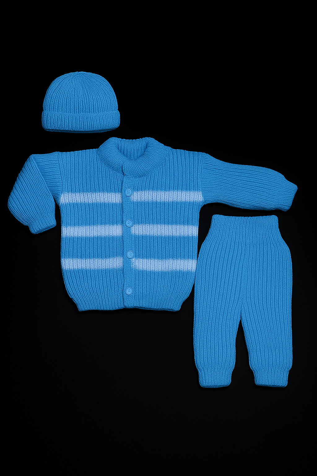 Handmade Wool 3 Piece Newborn Set | Moon & Stars