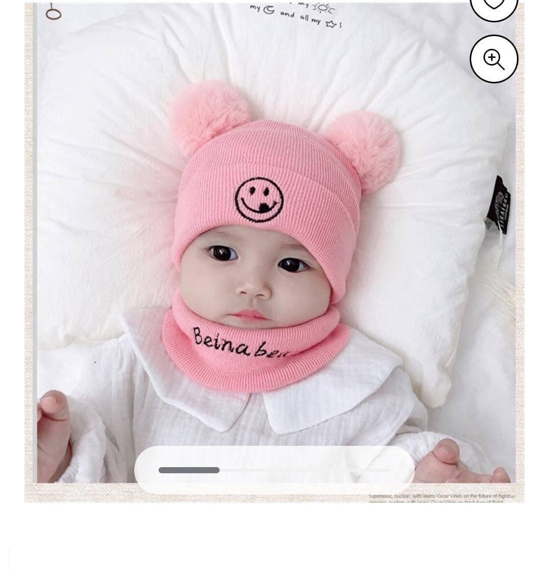 2 Pcs Wool Plain Beanie And Neck Warmer 1 | Moon & Stars