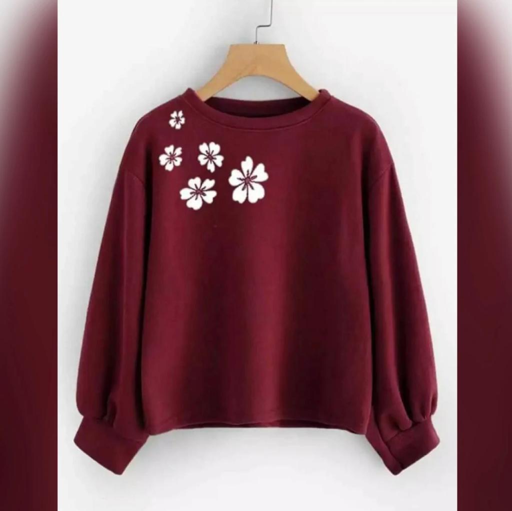 1 Pc Women's Stitched Fleece Printed Sweat Shirt | Moon & Stars