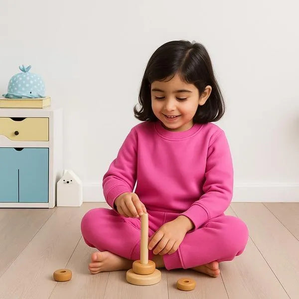 2 Pcs Kids Boy's and Girl's Fleece Plain Tracksuit In Soft Fabric | Moon & Stars