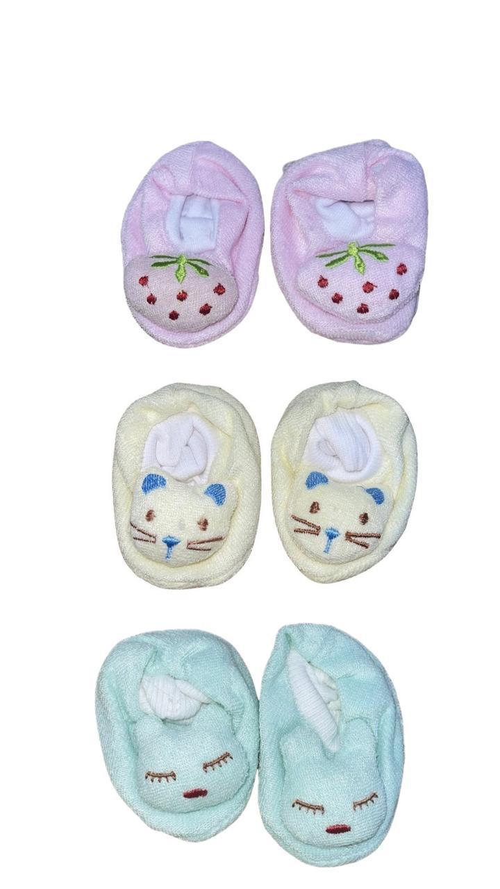 Baby Fleece Booties Pair, Pack Of 3 | Moon & Stars