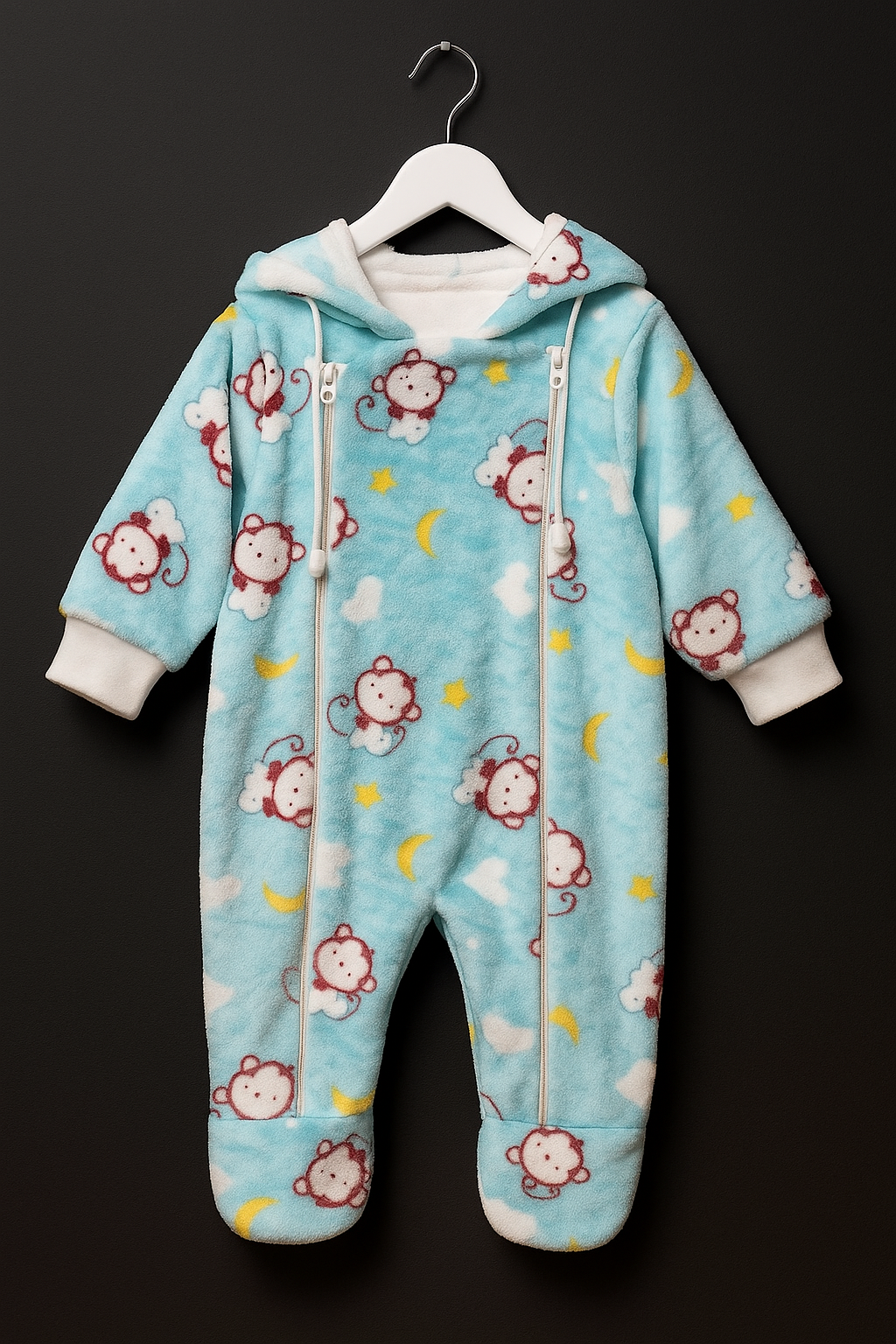 Baby Fur Romper – Ultra Soft & Warm Winter Wear (0–6 Months) | Moon & Stars