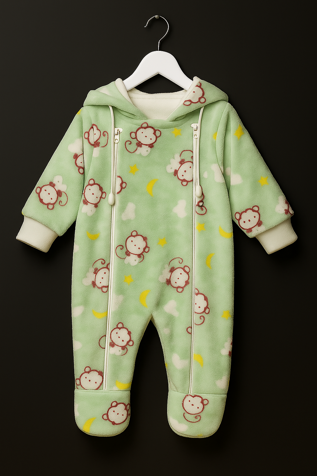 Baby Fur Romper – Ultra Soft & Warm Winter Wear (0–6 Months) | Moon & Stars