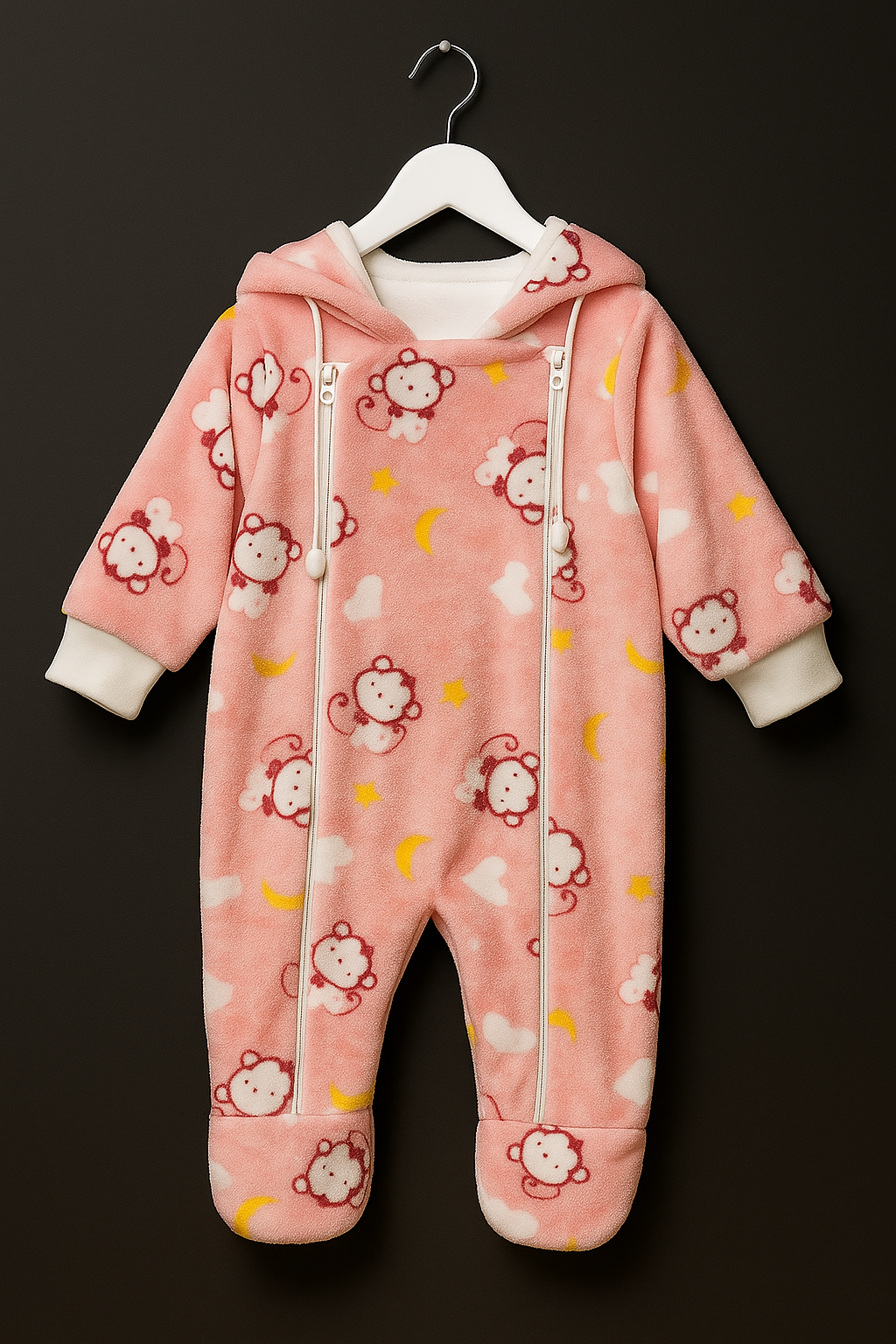 Baby Fur Romper – Ultra Soft & Warm Winter Wear (0–6 Months) | Moon & Stars